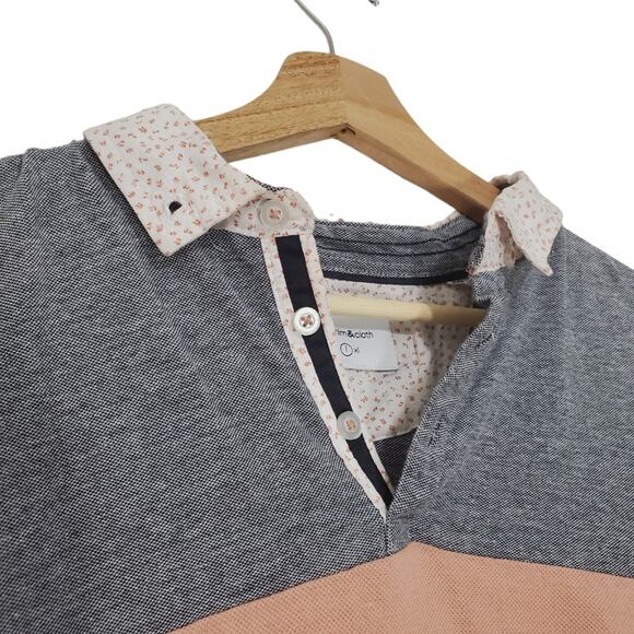 Paper Denim & Cloth | Colorblock Henley Polo Short Sleeve Button Front Shirt - Picture 2 of 11